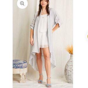 Scandal Linen CALISTO Long Waterfall Duster White One Size